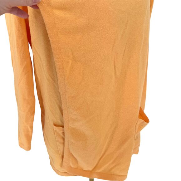 J. Jill Open Front Cardigan Medium PETITE Orange Cotton Lightweight Pockets EUC - Picture 6 of 13